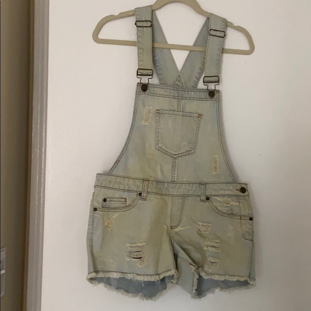 Distressed overalls